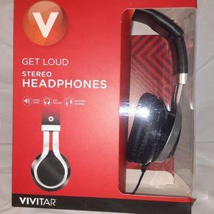 Vivitar Stereo Headphones Adjustable Headband Silver Black